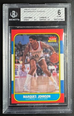 1986 NBA Fleer Basketball #54 Marques Johnson BGS 6 EX-MT w/9.5 Edges