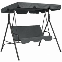 Hollywoodschaukel Mit Sitzpolster, 3-Sitzer Gartenschaukel Mit Sonnendach Grau