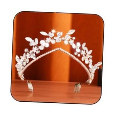 Flower Tiara and Crown Silver Rhinestones Wedding Headband Bridal Hair