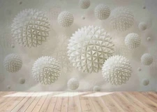 3D White Sphere Wallpaper Wall Mural Removable Self-adhesive Sticker9179