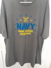 Brisco Brands 2x 100% Cotton Mens Navy  Honor Courage Commitment Tee Short 
