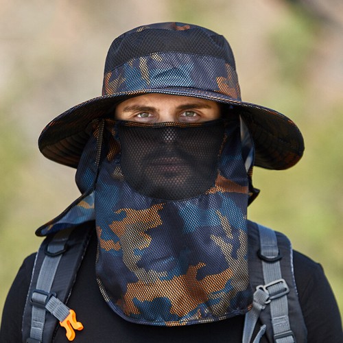 Men Outdoor Bucket Sun Hat UV Protection Fishing Hiking Cap Face Neck Flap Cover - Picture 3 of 17