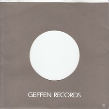 Company Sleeve 45 Geffen - Gray w/ Bold Black White Text Cardstock 1982-1988