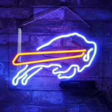 Buffalo Bills Man Cave Acrylic 17"x14" Neon Sign Light Lamp Display Real Glass