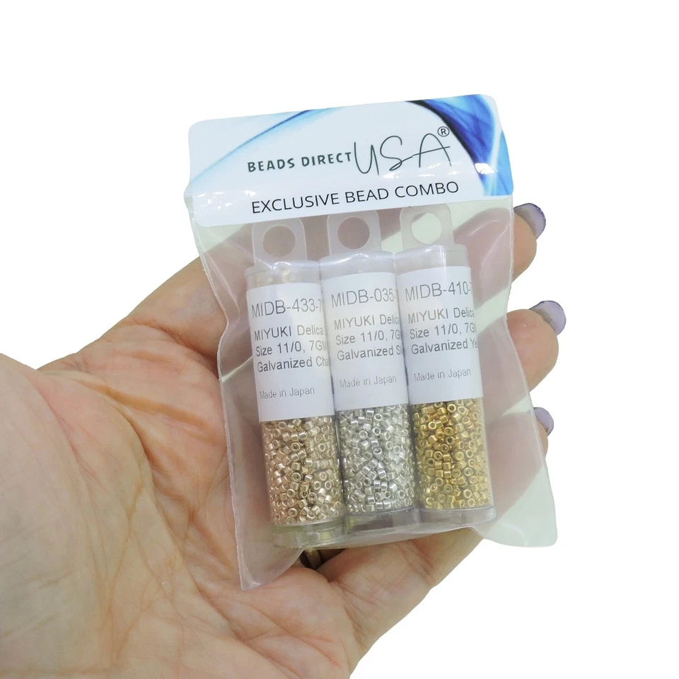 Juego de 3 Cuentas Semilla Miyuki Delica Colores, 21GM, Tamaño 11/0, DB035, DB410, DB433 Foto 4 de 4