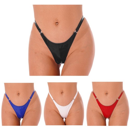 Womens Sexy PVC Leather Briefs Bikini G-string Thongs Mirror Emulsion Panties - Picture 2 of 61