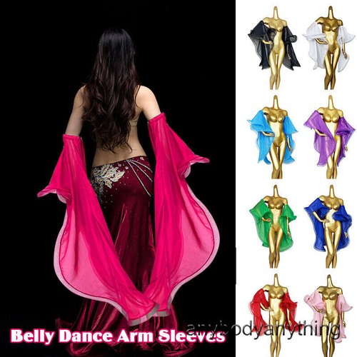 Womens Belly Dance Costume Performance Chiffon Arm Sleeves Dancing Armbands - Picture 5 of 33