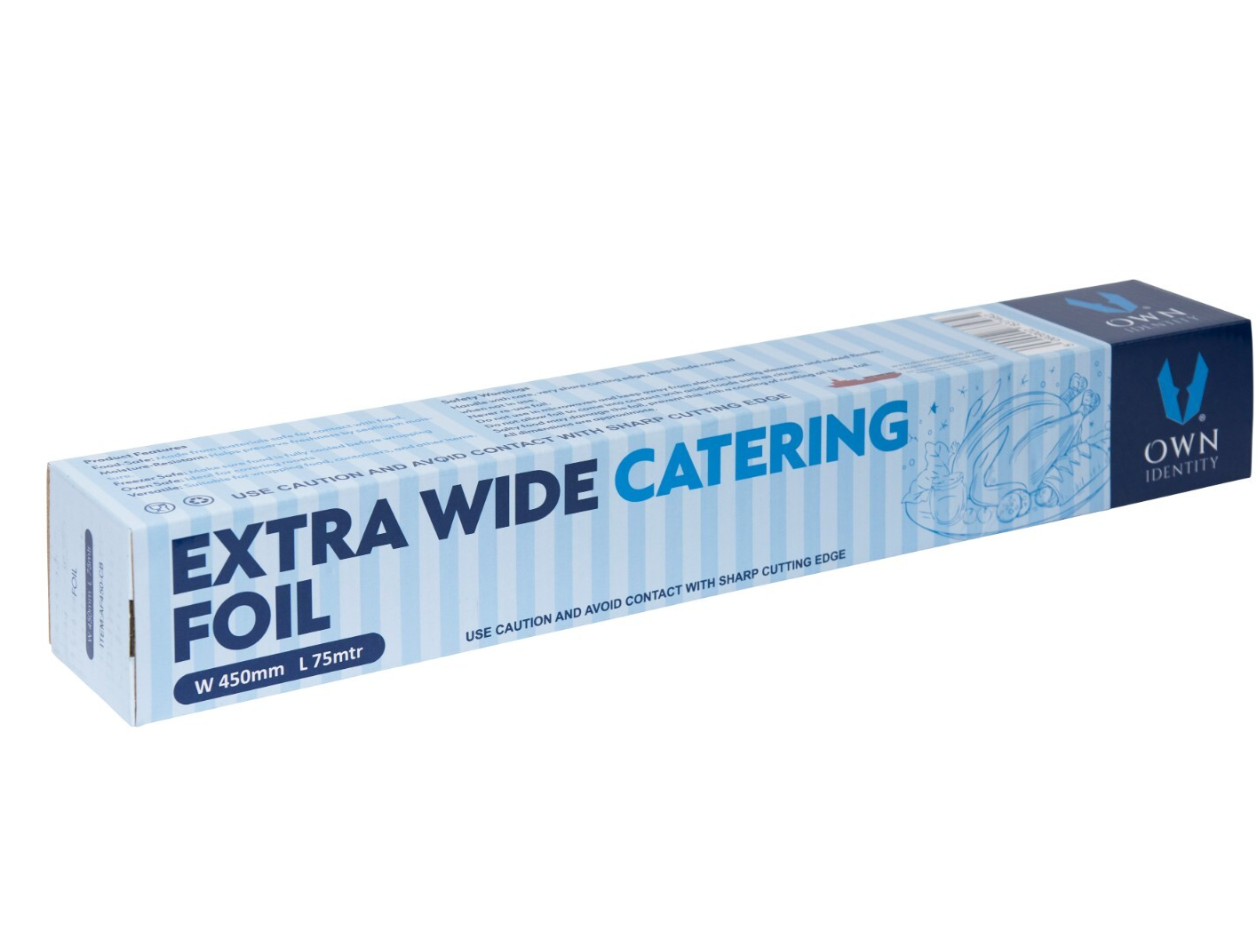 Kitchen Foil Roll Aluminium Cooking Catering Food Wrap 18"" Roll 450mm x 75m