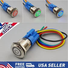 2PC Latching Push Button Power Switch 16mm 12V LED ON OFF Waterproof Stainless