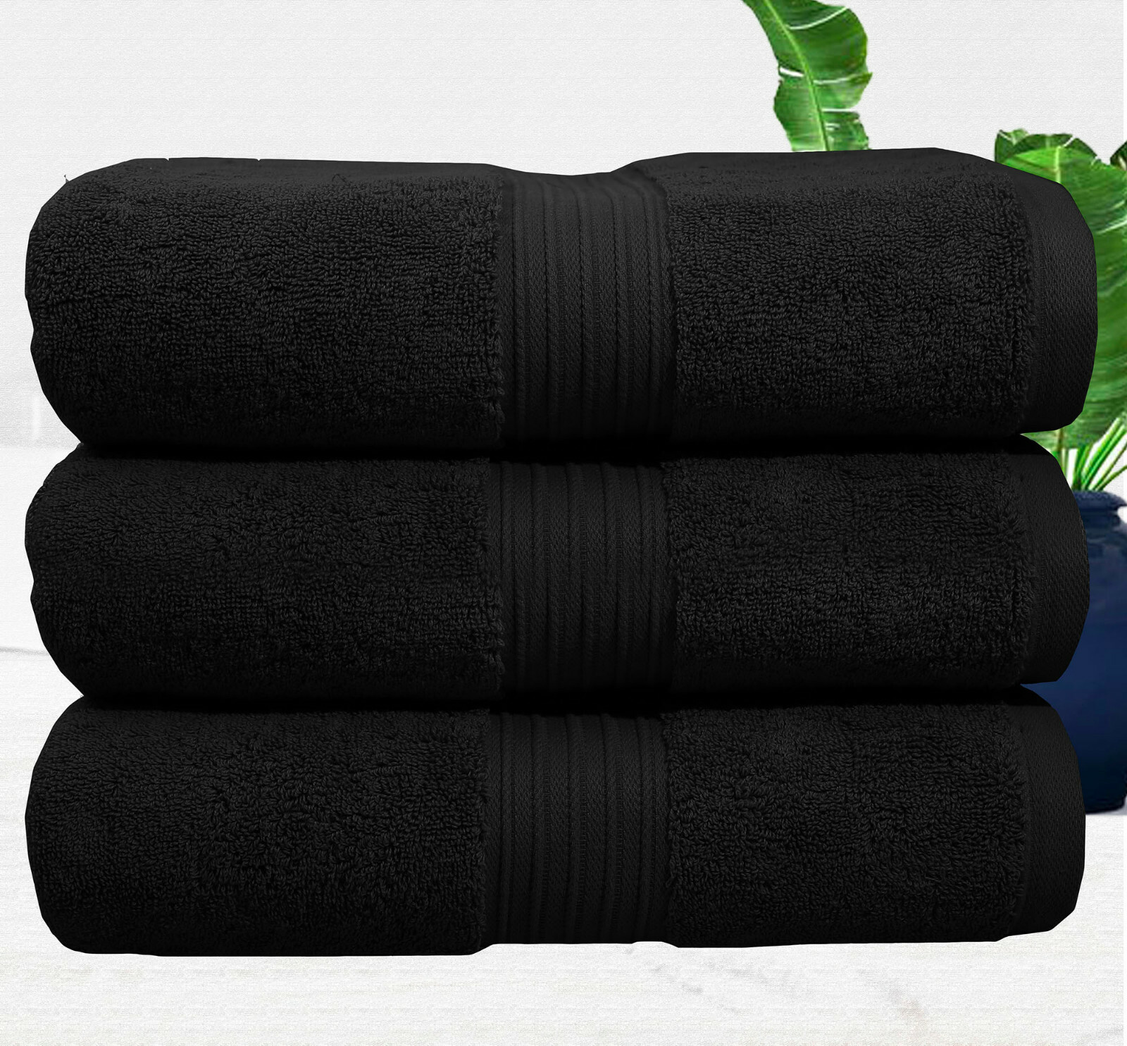 Pack of 3 Bath Towels 800 Gsm Premium Quality Egyptian Combed Plush