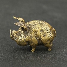 1X Brass Pig Figurine Statue Animal Figurines Toys Home Office Desktop Decor USA