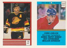 1989-90 O-PEE-CHEE MINI HOCKEY STICKER CARDS #73 LARRY MELNYK #212 CHRIS CHELIOS
