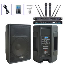 15 inch 2-Way PA Speaker 15" 3500W Peak Powered Speaker UHF Handheld Microphone
