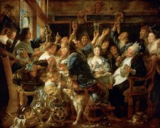 Jacob Jordaens - The Feast of the Bean King Giclee Fine Art Print on Canvas 36"