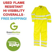 Used Flame Resistant Hi-Visibility Coveralls YELLOW Cintas Redkap Unifirst G K