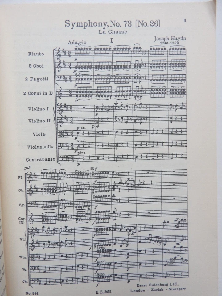 Haydn - Symphony No 73 - La Chasse   - Edition Eulenburg study score #511 - Image 3 of 3