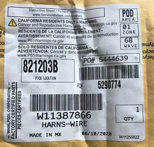 New Whirlpool Kitchen Aid Dishwasher Wire Harness W11387866