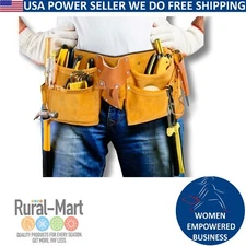 LEATHER TOOL BELT for Carpenter, Construction Pouch, Framers, Handyman