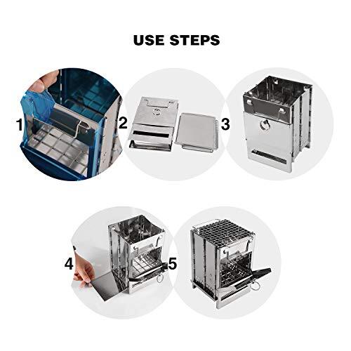 REDCAMP Wood Burning Camp Stove Folding Stainless Steel 304# Grill Small  Port... | eBay