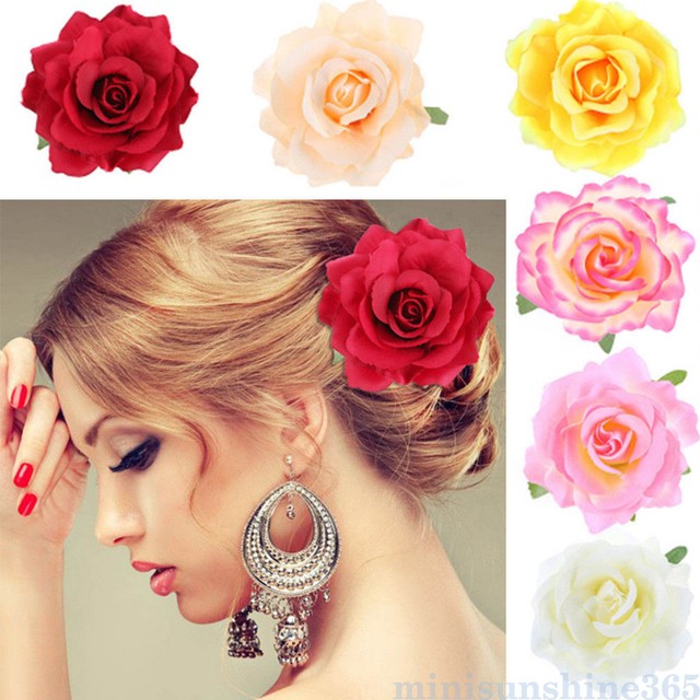 4 Silk White Gardenia Bridal Boutique Flower Pin Hair Brooch Clip