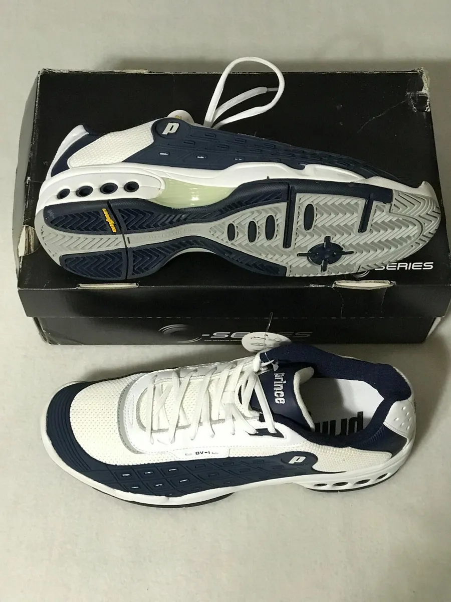 Prince OV-I O Series Tennis Shoes Menand#039;s Size 13 Navy White Silver NEW eBay