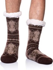 Men's Winter Thermal Fleece Lined Non Slip Slipper Socks Warm Cozy Indoor House
