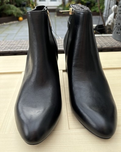 Anne Klein Ladies UK 8 EU 41 Black Leather Block Heel Zip Up Ankle Boot RRP £199 - Picture 2 of 17