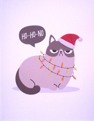 Graphique Grumpy Santa Cat Christmas Holiday Notecard Greeting Card