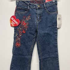Bongo Girls Trendy Embroidered Med Wash Butterfly Jeans 6X Bootcut