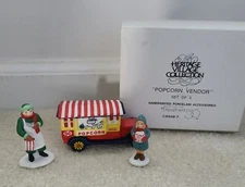 Department 56 Heritage Village Collection Popcorn Vendor 3 Piece Set 5958-7