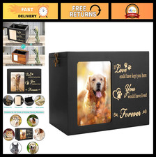 Large Wooden Pet Memorial Urn for Dog/Cat Ashes with Photo Frame  Keepsake Box