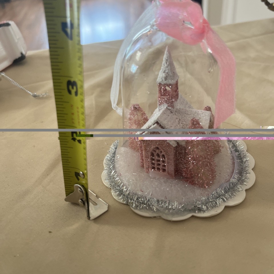 Shabby Victorian Cottage Chic Pink Rose Church Cloche Dome Christmas ...