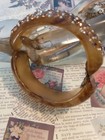 Vintage Bakelite Hinged Bangle  Bracelet with Rhinestones Pearls 1940's — photo 4