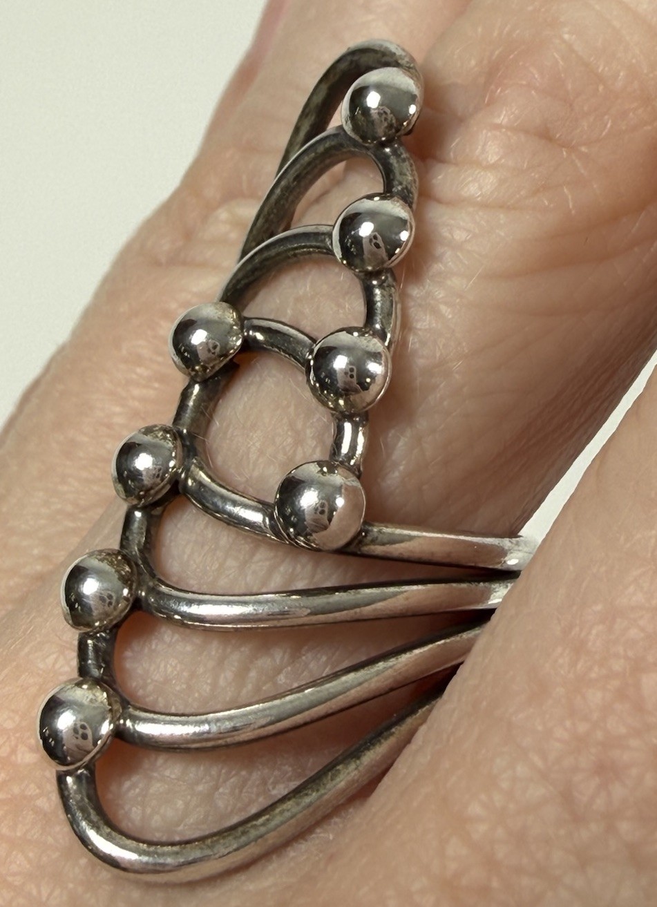 VTG Sterling Silver Statement Ring Space Age Brut… - image 1