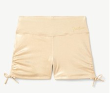 NEW Justice girl's All Over Foil Dance and Gymnastics Shorts  L 12/14 gold