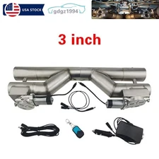 3" Double Electric Control Exhaust Valve Dual-flapManual&Wireless Remote Switch