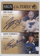 2012-13 SP Authentic Sign of the Times Dual Jake Allen Jaden Schwartz Auto 2d8