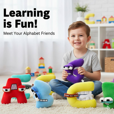 Alphabet Lore Stofftier Plüschpuppe alphabetischer Buchstabe Kinder pädagogisches Spielzeug