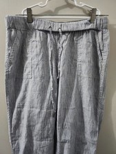 Joie Pants Womens S Edana B Textural Stripe Linen Blend Pullon Drawstring Taper