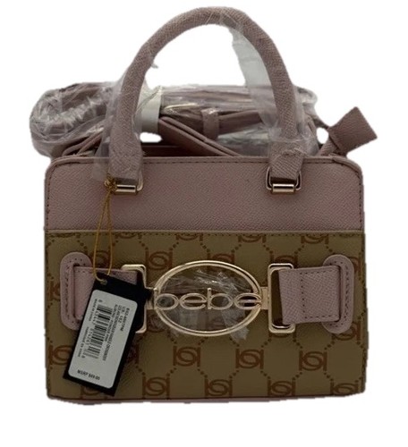 BEBE Leilani Monogram Handle Crossbody - Almond/Powder Pink - Picture 1 of 3