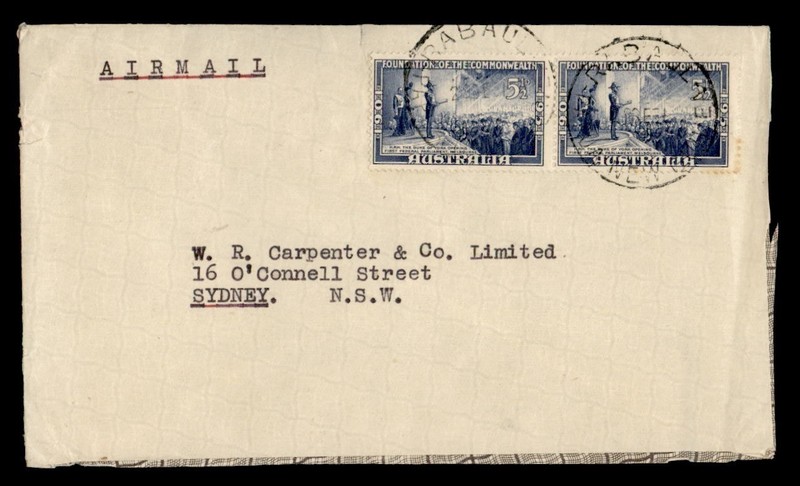 DR WHO 1951 AUSTRALIA USED IN PAPUA NEW GUINEA RABAUL AIRMAIL TO SYDNEY R82690