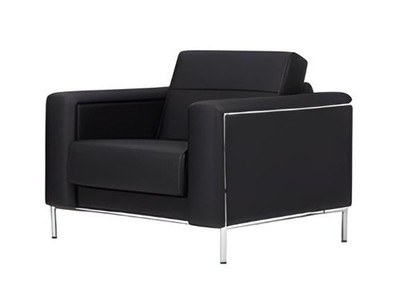 Sessel Modern Sessel 1 Sitz Leder Luxus Büromöbel Schwarz Design Sessel
