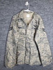 US Air Force ABU Jacket Mens 44L Tiger Stripe Camo Propper Uniform Coat Patches