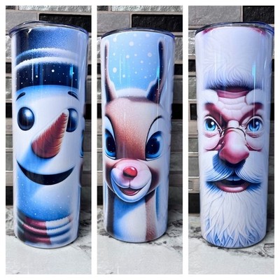 Frosty Rudolph Santa 20oz Tumbler Stainless Steel Insulated Mug Christmas Gift