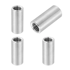4Pcs 304 Stainless Steel M12x1.75mm Round Coupling Nuts, 0.63x1.38"(ODxH)
