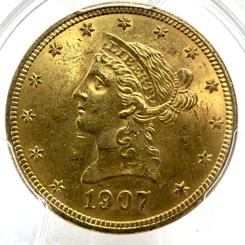 1907 $10 Liberty Head Gold Eagle PCGS MS63 Philadelphia US Pre-1933 Coin