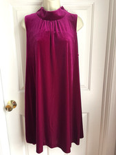 Tommy Hilfiger Dress size 16 Dark Berry Pink Sleeveless Velour Gathered Neckline