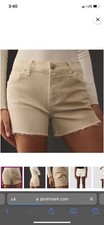 NWT Hudson Cara Cut Off Button Fly Denim Shorts Tan Raw Hem Women s Size 28 US