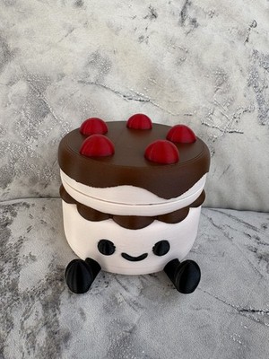 3D Druck Schokolade Erdbeere Kuchen Box mit Gesicht Beine Niedlich Schmuck Dekoration