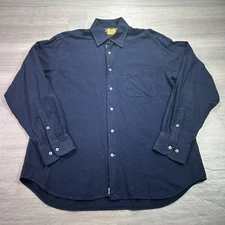 Robert Talbott Carmel Shirt Mens Large Navy Blue Button Front Long Sleeve Casual